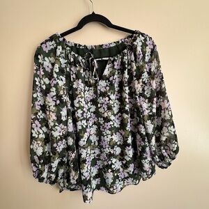 Floral Green and Purple Women's Top